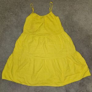 Universal Thread Yellow Tiered Gauze Mini Sundress Babydoll Size M